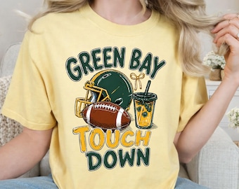 Green Bay Football Shirt, Vintage Green Bay Game Day Sweatshirt, Green & Gold Touchdown Tee, Tailgate Outfit, Football Fan Gift for Women