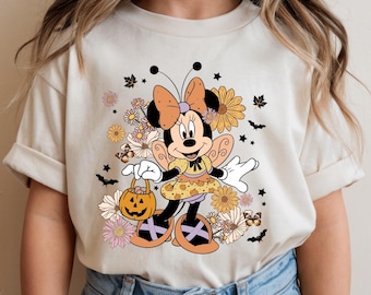 Cute Minnie Pumpkin Halloween Shirt, Girly Costume Fall Tee, Spooky Season Disney Trip Outfit, Toddler and Youth Girl Halloween Top