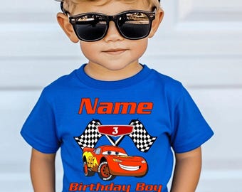 Custom Birthday Lightning McQueen Shirt, Birthday Boy Car Tee, Disney Family Birthday Shirt, Lightning McQueen Birthday Matching Sweatshirt