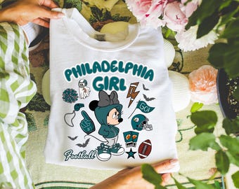 Philadelphia Girl Football Sweatshirt, Cute Minnie Style Youth Sweatshirt and Tee, Game Day Sports Fan Sweatshirt