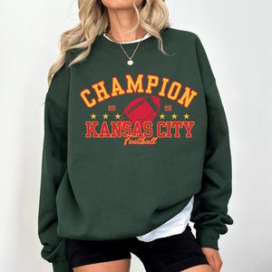 Champion Kansas City Football Sweatshirt, Trendy Kansas City Fan Sweater, Champs Football Crewneck, Kansas City Fan Sweatshirt and Hoodie image 2