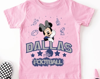 Dallas Football Minnie T-Shirt and Sweathsirt, Kids Game Day Tee, Disney Football Shirt, Varsity Dallas Sweatshirt