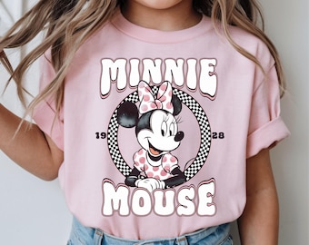 Retro Minnie Shirt, Minnie Mouse T-Shirt, Checkered Disney Sweatshirt, Disney Girl Trip Shirt, Trendy Disney Tee, Disney Minnie Kids Sweater