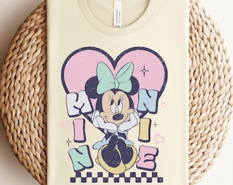 Retro Minnie Mouse Shirt, Cute Minnie Checkered Shirt, Disney Vacation Shirt, Disneyland Minnie Sweatshirt, Magic Kingdom Family Shirt