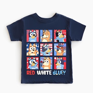 Red White Blue Dog Era Shirt – 4th of July Tee – Patriotic Cartoon Style – Funny USA Family Shirt – Blue Dog Fan Gift –Independence Day Look