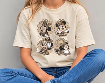 Leopard Safari Minnie Mouse Shirt or Sweatshirt, Cheetah Minnie Disney Trip Shirt, Cute Minnie Safari Shirt, Minnie Girls Trip Shirt