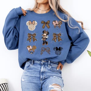 Cute Minnie Mouse Leopard Coquette Bow Sweatshirt, Disney Girls Sweater, Minnie Mouse Bow Hoodie, Disneyland Girls Trip Magic Kingdom Park image 5
