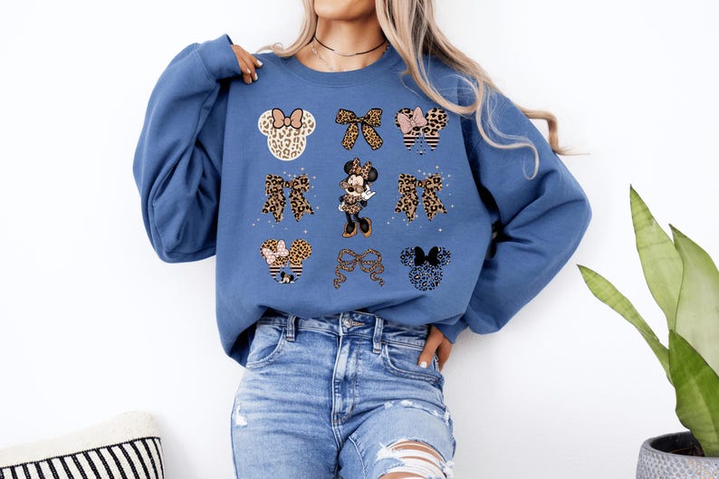 Cute Minnie Mouse Leopard Coquette Bow Sweatshirt, Disney Girls Sweater, Minnie Mouse Bow Hoodie, Disneyland Girls Trip Magic Kingdom Park image 5