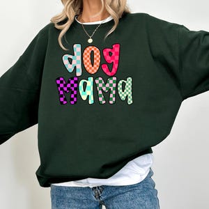 Dog Mama Sweatshirt, Dog Mom Gift Sweater and Hoodie, Colorful Mama Sweater, Dog Lover Crewneck Long Sleeve Shirt, Retro Mothers Day Gift