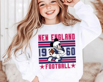 Mickey New England Football Sweatshirt and Hoodie | Mickey Game Day Disney Kids Shirt | Sundays Fan Spirit Wear
