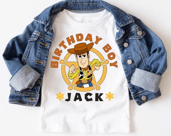 Personalized Toy Story Woody Birthday Shirt for Boys | Custom Name Toy Story Cowboy Tee | Western Party Outfit for Kids