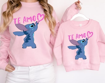 Stitch Te Amo Shirt or Sweatshirt, Cute Stitch Valentine Design, Disney Stitch Love Graphic Tee, Couples Gift Shirt, Valentine Day Shirt