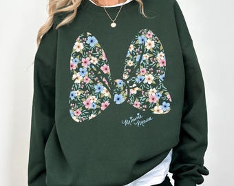 Minnie Mouse Bow Flower Sweatshirt, Retro Minnie Mouse Sweatshirt, Minnie Besties Hoodie,  Kids Toddler Cute Sweatshirt, Mama Sweater
