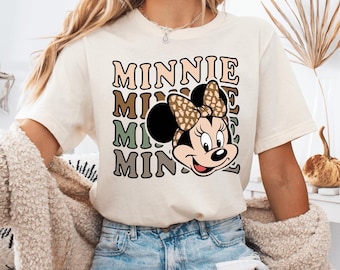 Leopard Minnie Mouse Shirt, Retro Minnie Sweater, Disney Vacation Shirt, Disneyland Minnie Shirt, Magic Kingdom Shirt, Cute Minnie Mama Tee
