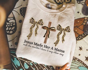Leopard Bow Cross Shirt, Faith Over Fear Christian Sweathsirt, Western Christian Shirt, Religious Cross Graphic Tee, Christian Leopard Print