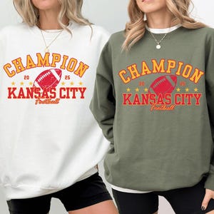 Champion Kansas City Football Sweatshirt, Trendy Kansas City Fan Sweater, Champs Football Crewneck, Kansas City Fan Sweatshirt and Hoodie image 4