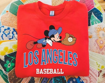 Mickey Los Angeles Baseball Shirt or Sweatshirt • Vintage Baseball Tee • Retro Sports Graphic Tee • Game Day Top • Baseball Fan Hoodie
