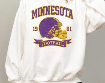 Retro Minnesota Football Sweatshirt, 1961 Vintage Helmet Hoodie, Distressed Game Day Crewneck, Sundays Sports Fan Shirt