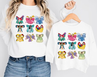 Disney Princess Cute Ribbons And Bows Sweatshirt,Disney Princess Coquette Bow Shirt, Disney Princess Bow Toddler Shirt, Princess Sweatshirt