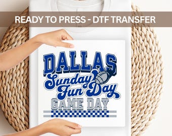 Dallas Game Day DTF Transfer | Retro Sunday Fun Day Football Ready to Press Heat Transfer for DIY Game Day Shirts & Tailgate Apparel