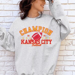 Champion Kansas City Football Sweatshirt, Trendy Kansas City Fan Sweater, Champs Football Crewneck, Kansas City Fan Sweatshirt and Hoodie image 3