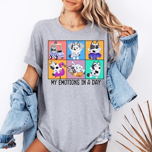 My Emotions In A Day Shirt, Family Matching Shirts, Cartoon Shirt, Blue Dog Family Shirt, Cute Blue Dog Tee, Blue Dog Lover Shirt, Blue Dog