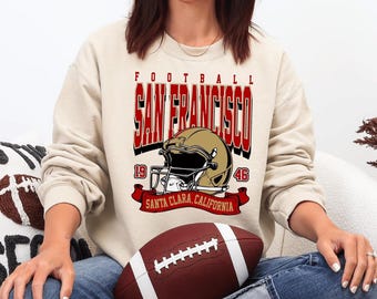 San Francisco Football Shirt or Sweatshirt, Red Gold SF Football Sweatshirt, Vintage California Football Shirt, Game Day Fan Apparel