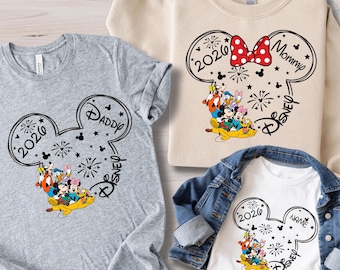 Disney Mickey Minnie Family Trip Shirt or Sweatshirt, Custom Name Vacation Tee, Matching Family Disney Sweatshirt, 2026 Family Travel Shirt