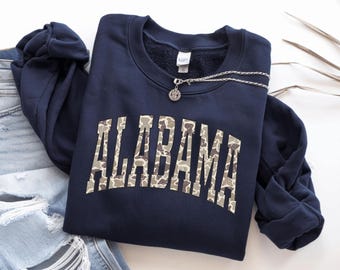 Alabama Camo Sweatshirt or Shirt, Retro College Style Tee, Southern Football Fan Shirt, Game Day Sweatshirt or Hoodie