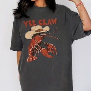Comfort Colors® Lobster Cowboy Shirt, Trendy Yee Claw Tee, Funny Lobster Shirt, Western Beach Top Amalfi Coast Trip, Tomato Girl Summer image 5