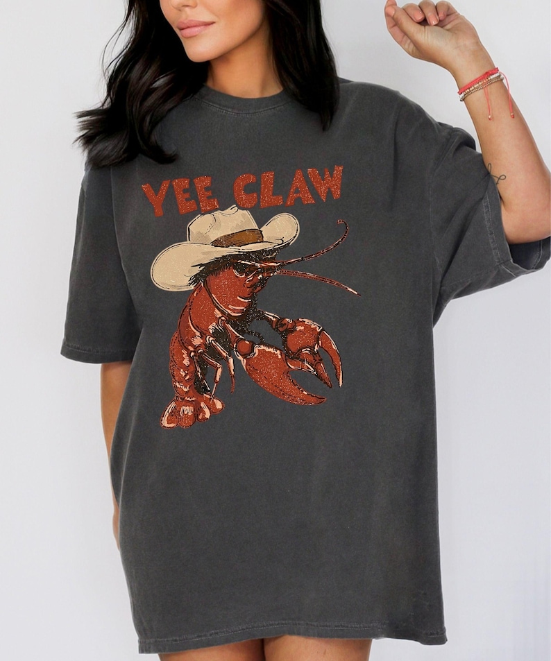 Comfort Colors® Lobster Cowboy Shirt, Trendy Yee Claw Tee, Funny Lobster Shirt, Western Beach Top Amalfi Coast Trip, Tomato Girl Summer image 5