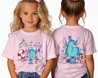 Stitch Birthday Girl Shirt | Custom Age Tee | Cute Alien Birthday Outfit | Tropical Luau Party Shirt | Ohana Celebration Tee