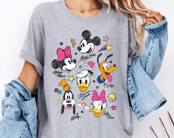 Mickey and Friends Signatures Shirt, Magical Sweatshirt, Disney Characters T-Shirt, Disney Mouse Family Tee, Mickey Lover Gift, Disney Shirt