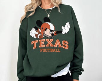 Disney Mickey Texas Football Game Day Shirt, Mickey Texas Football Varsity Sweatshirt and Hoodie, Retro Mickey Texas Football Mom Shirt