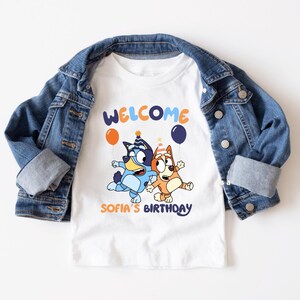 Welcome Birthday Shirt – Custom Blue Dog & Bingo Tee – Kids Party Outfit – Blue Dog Inspired Birthday – Personalized Birthday Name Shirt