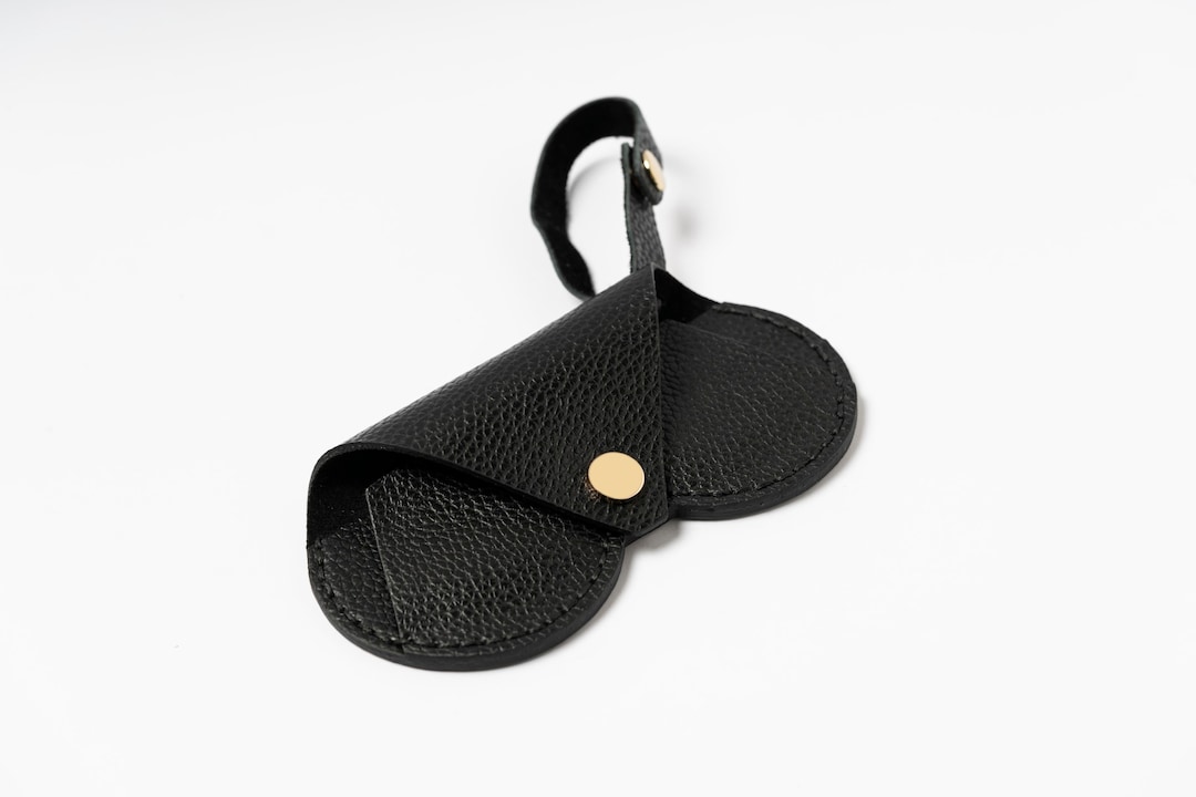 Charm Bag Leather Eyeglass Case, Flat Sunglass Case With Holder Strap