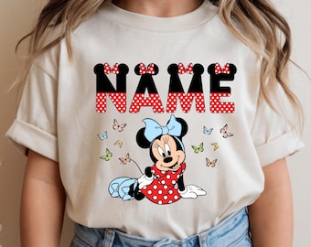 Personalized Minnie Mouse Shirt – Custom Name Tee for Girls – Disney Inspired Custom Name Birthday Outfit – Minnie Gift for Kids