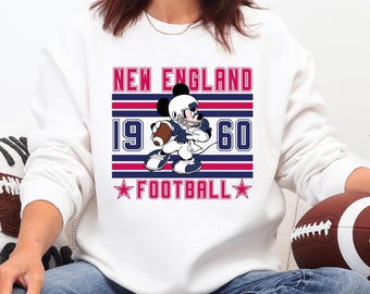 Mickey New England Football Shirt and Sweatshirt, Game Day Disney Sweatshirt, Team Spirit Tailgate Tee, Sunday Fan Hoodie