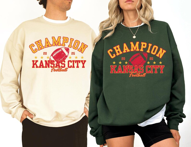 Champion Kansas City Football Sweatshirt, Trendy Kansas City Fan Sweater, Champs Football Crewneck, Kansas City Fan Sweatshirt and Hoodie image 5