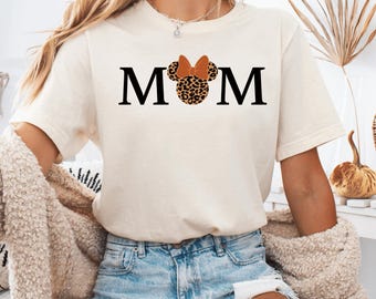 Leopard Print Minnie Mouse Mom Shirt, Cute Disney Mom Shirt, Leopard Minnie Ear Mama Shirt, Leopard Women Shirt, Disney Mom Sweatshirt