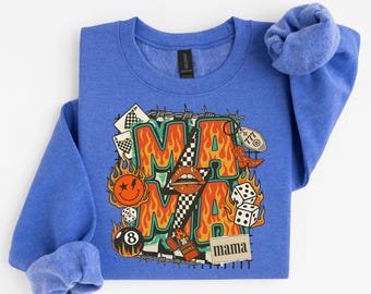 Mama Graphic Sweatshirt, Retro Mama Tee, Cool Mom Shirt, Trendy Mama Graphic Tee, Vintage Style Mama Shirt, Edgy Mom T Shirt, Aesthetic Mama