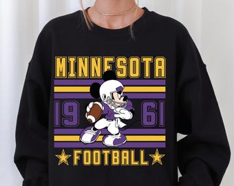 Minnesota Football Mickey Sweatshirt and Shirt, Disney Game Day Tee, Mickey Minnesota Team Spirit Sweatshirt, Disney Inspired Football Shirt
