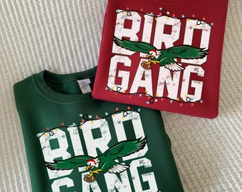 Bird Gang Christmas Sweatshirt | Philadelphia Football Holiday Tee | Retro Sundays Birds Green Lights Game Day Sweatshirt | Philly Fan Top