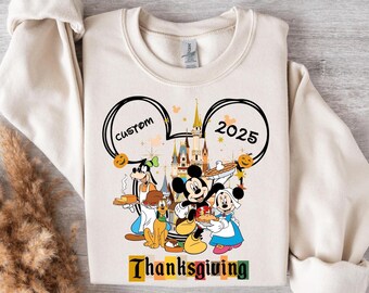 Custom Thanksgiving Shirt and Sweatshirt, Disney Mickey and Friends Fall Family Matching Shirt and Sweatshirt