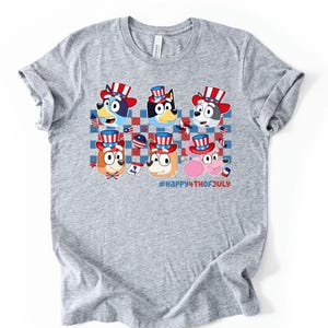 Blue Dog and Friends 4th of July Shirt – Happy Independence Day Tee – Red White Blue Cartoon Shirt – Cute USA Outfit – Toddler & Kids Style