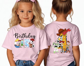 Toy Story Birthday Shirt for Girl or Boy –Toy Story Custom Age Tee – Buzz, Woody, Jessie Inspired Birthday Outfit – Personalized Party Top