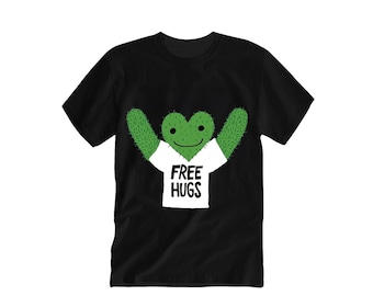 Free Hugs T-Shirt - Cute Hand Drawn Hug Art Tee, Mental Health Positive Message Shirt, Kindness & Self Care Graphic Tee, Cozy Unisex Gift