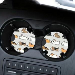 Dog Car Coaster, 2 PC, Cartoon Dogs, Anime, Neoprene, Nonslip, Car Coasters, Cup Coasters, Car Accessories, Sublimation, Puppies, Puppy