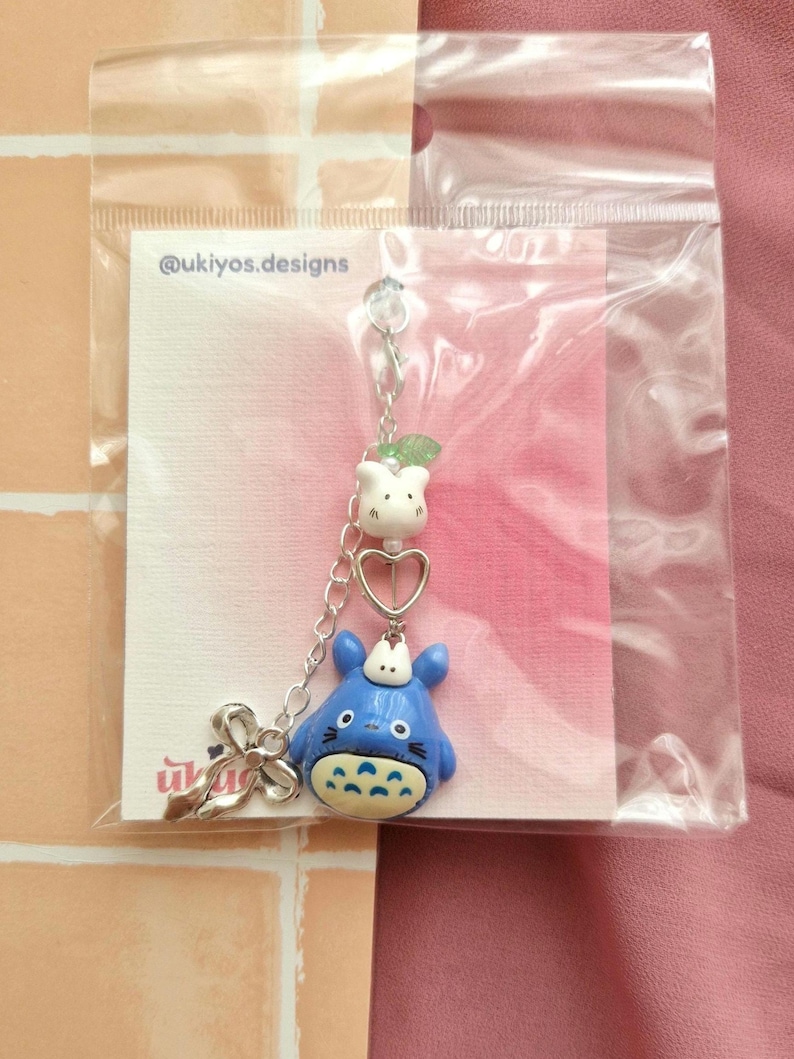 Handmade My Neighbor Totoro inspired Beaded Keychain Cute Studio Ghibli Bag Charm Kawaii Anime Phone Charm Strap Keycharm Gift selfmade image 2