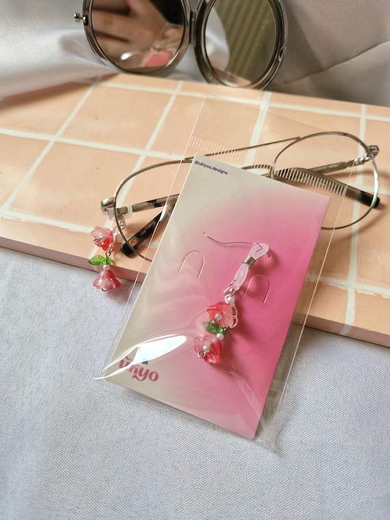 Pink Flower Glasses Charm Handmade Eyeglass Charm Floral Eyewear Accessory Kawaii Cottagecore Glasses Jewelry Cute Gift selfmade